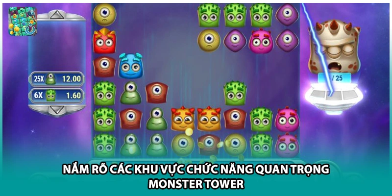 Nắm rõ các khu vực chức năng quan trọng Monster Tower